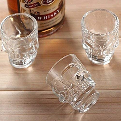 Image of Kosh Fancy Design Crystal Clear Heavy Base Skull Shot Glass for Vodka, Tequila, Liquor Shot, Wine Tasting, Cocktail Pour, Bar - (60 ml Approx) (Skull Shape, Pack of 12)