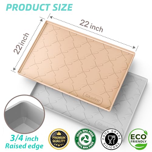 SIKADEER 22" x 22" Under Sink Mat Waterproof, Silicone Mat Kitchen Drawer Shelf and Cabinet Liner, Sink Protector for Kitchen Organizers and Storage, Boot Tray Pet Food Mats