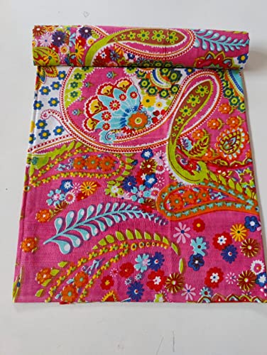 Image of Floral Printed Cotton Fabric Cloth Hand Block Print Fabric Women Material Running Jaipuri Hand Block Printed Women Dress Material Kurtis Natural 44 inch Inches Width 2.5 Meter (Pattern 22)