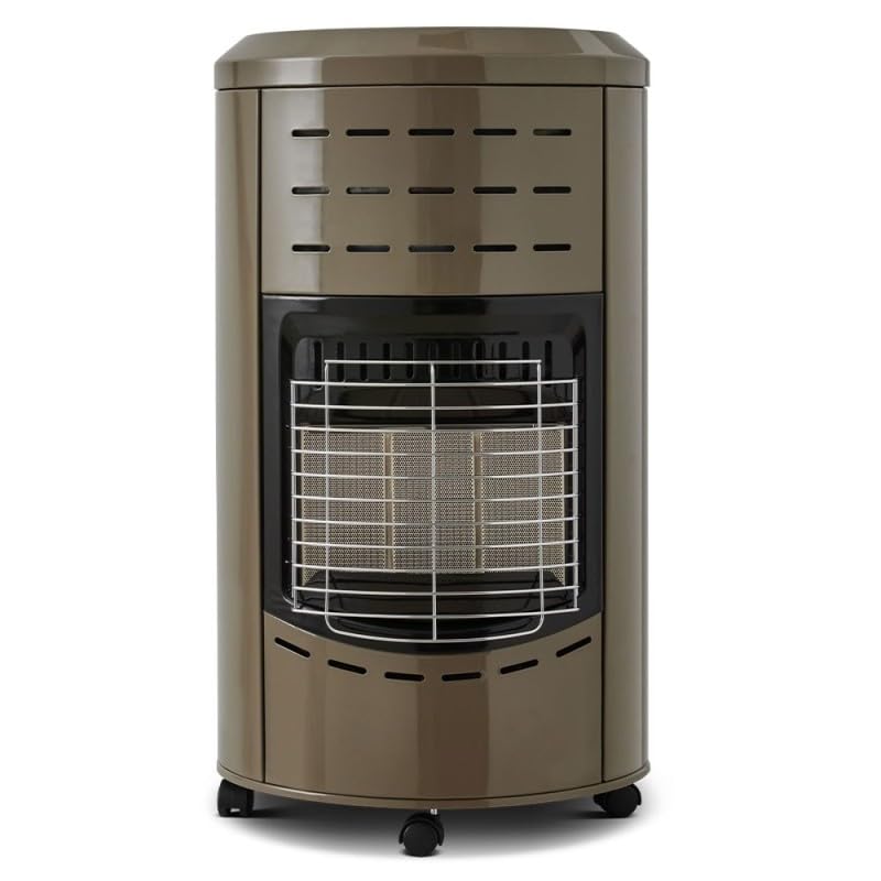 FAVEX - Chauffage d'appoint gaz Calgary Taupe - Prêt à l'emploi livré avec Tuyau et détendeur - Intérieur - Brûleur céramique Infrarouge - 3 Puissances de Chauffe - Jusqu'à 40 m², Acier