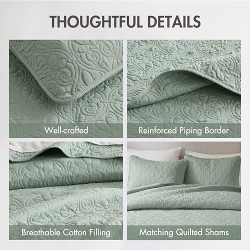 Image of Madison Park Luxurious Cotton Damask Quilt Set, 2PC Twin /Twin XL Bed Set