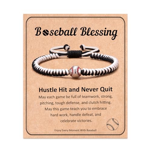 HGDEER Baseball Bracelet, Adjustable Braided, Baseball Basketball Gifts for Teenage, Teams, Son, Grandson Brother