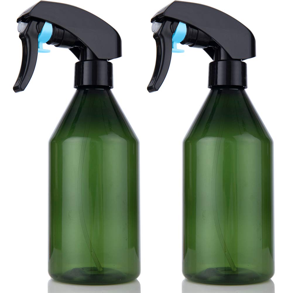 JNTLSSB Plastic Spray Bottle for Cleaning Solution, 2 Pack Fine Plant Mister, 300 Ml Empty Mister Spray Bottle, 10oz Water Spray Bottle with Trigger Sprayer, Dark Green