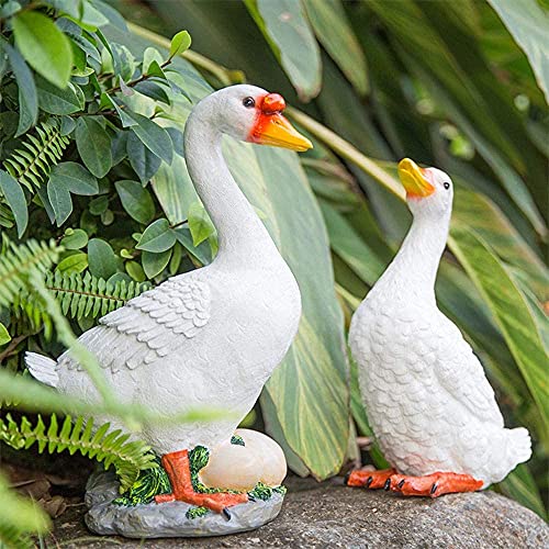 Canard blanc sculpture jardin résine statue extérieure aménagement paysage - 3