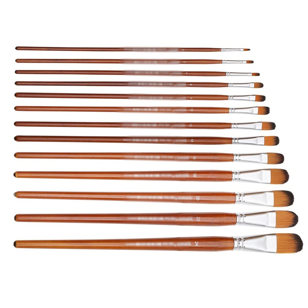 13 pennelli Professionali a Manico Lungo per Pittura a Olio, Acrilico, Acquerello, setole in Nylon
