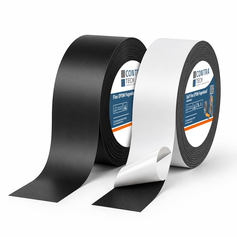 EPDM Fugenband 0,8 mm | Selbstklebend oder ohne Klebung | 36–130 mm Breite | UV- & Witterungsbeständig | EPDM Dichtband für Fenster, Fassade, Dach & Anschlussfugen (Selbstklebend – 25 m, 80mm)