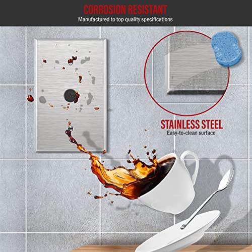 Image of ENERLITES 0.625 inch Diameter Hole Phone Cable Metal Wall Plate Oversize
