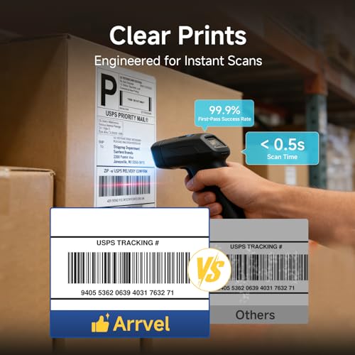 Image of Bluetooth Thermal Printer with Labels Holder and 500 Sheets 4x6 Fanfold Shipping Labels, Wireless Label Printer for Small Business, Compatible with iPhone, Android, Windows & Mac