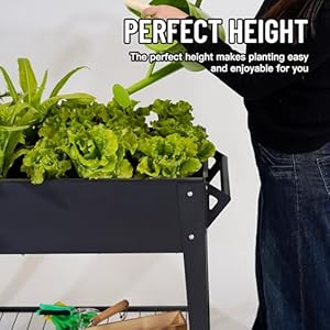 Elevate herb garden planter box outdoor raised beds with legs wheels for vegetables flower tomato patio backyard black planter  urban country home decor