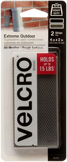 VELCRO Brand Industrial Strength Fasteners | Extreme Outdoor Weather Conditions | Professional Grade Heavy Duty Strength Holds up to 15 lbs on Rough Surfaces | 4 x 2 inch strips, 2 Sets, Titanium