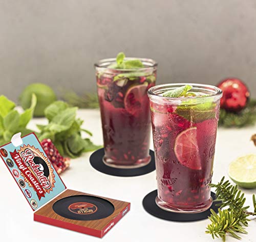MengH-SHOP Posavasos de Vinilo Redondo Coasters Retro Grabar Originales Cup Mat para Bebidas frías Calientes Café Vasos… - Imagen 5