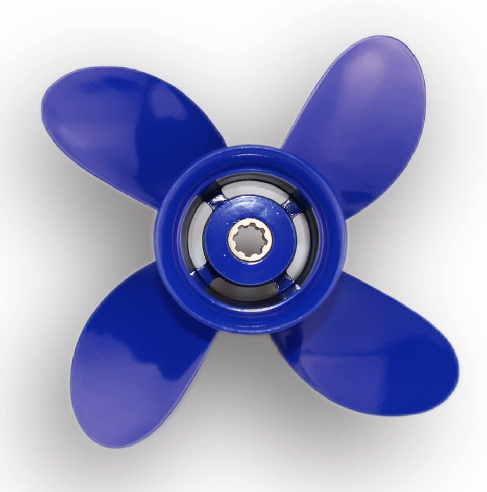 Boatman 4 Blade 9 1/4x10 Outboard Propeller fit Honda/Yamaha Engine BF8/9.9/15/20 Hp,8 Spline Tooth,RH,58134-ZV4-010AH