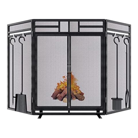 Grandhom Fireplace Screen with Tool Set Cover