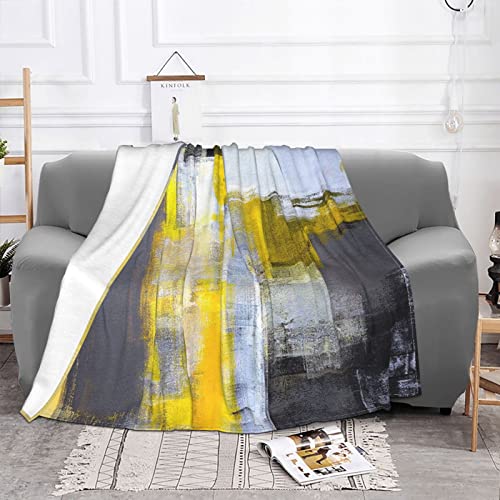 Yellow Abstract Soft Flannel Fleece Blanket Breathable Throw Blanket Halloween Chirstmas Days Rustic Cozy Blanket For Couch Sofa Bed Living Room Suitable For All Season 50X60 Inch #TOP1