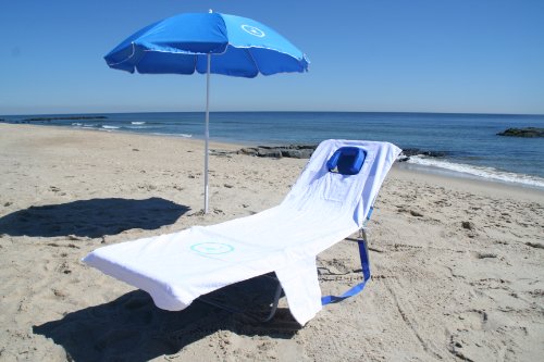 Image of Ostrich Custom Fitted Towel for Chaise Lounge, Outdoor Beach Chair Cover with Storage Pockets, White - Towel Only - Chair Not Included