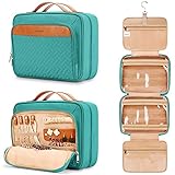 COOSKY Travel Hanging Toiletry Bag for Women, Cruise Ship Essentials, with Jewelry Organizer, Extra Large Makeup Dopp Kit, Waterproof Cosmetic Bags, Toiletries Kit Set with Trolley Belt, Blue