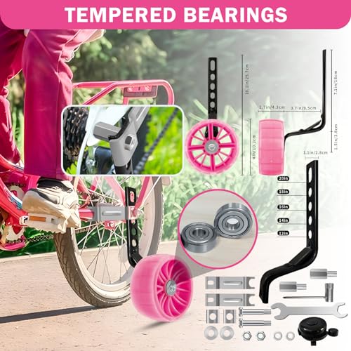 Image of HAWENS Bike Training Wheels Mute Flash Wheels with Adjustable Bicycle Stabilizer Mounted Kit Compatible for 12 14 16 18 20 inch Single Speed Bike