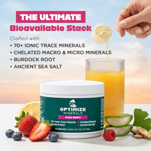 Optimize Minerals Trace Mineral Powder Supplement, Mixed Berry, 30 Servings - Image 4