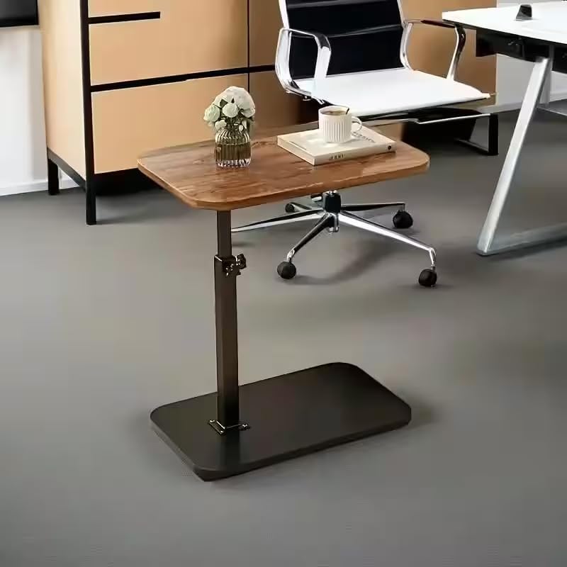 Image of Side Table Stands Couch Side, Swivel TV Tray Table, C-Shaped End Table, Small Center Table for Home Office for Bedroom, Living Room | Closet with Dustproof Door (Square Table-YZ)