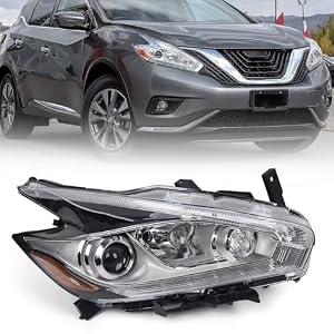 Huray Right Halogen Headlight Assembly Fit for Nissan Murano 2015 2016 RH OE Factory LED DRL Projector Headlamp w/o Bulbs Replacement Passenger Side