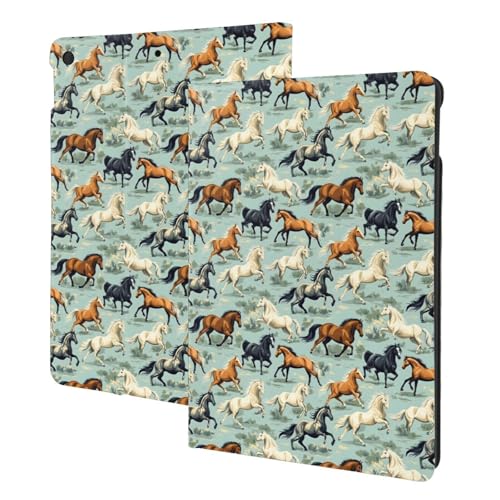 Étui iPad 10.2 compatible 9e/8e/7e génération avec rabat motif cheval