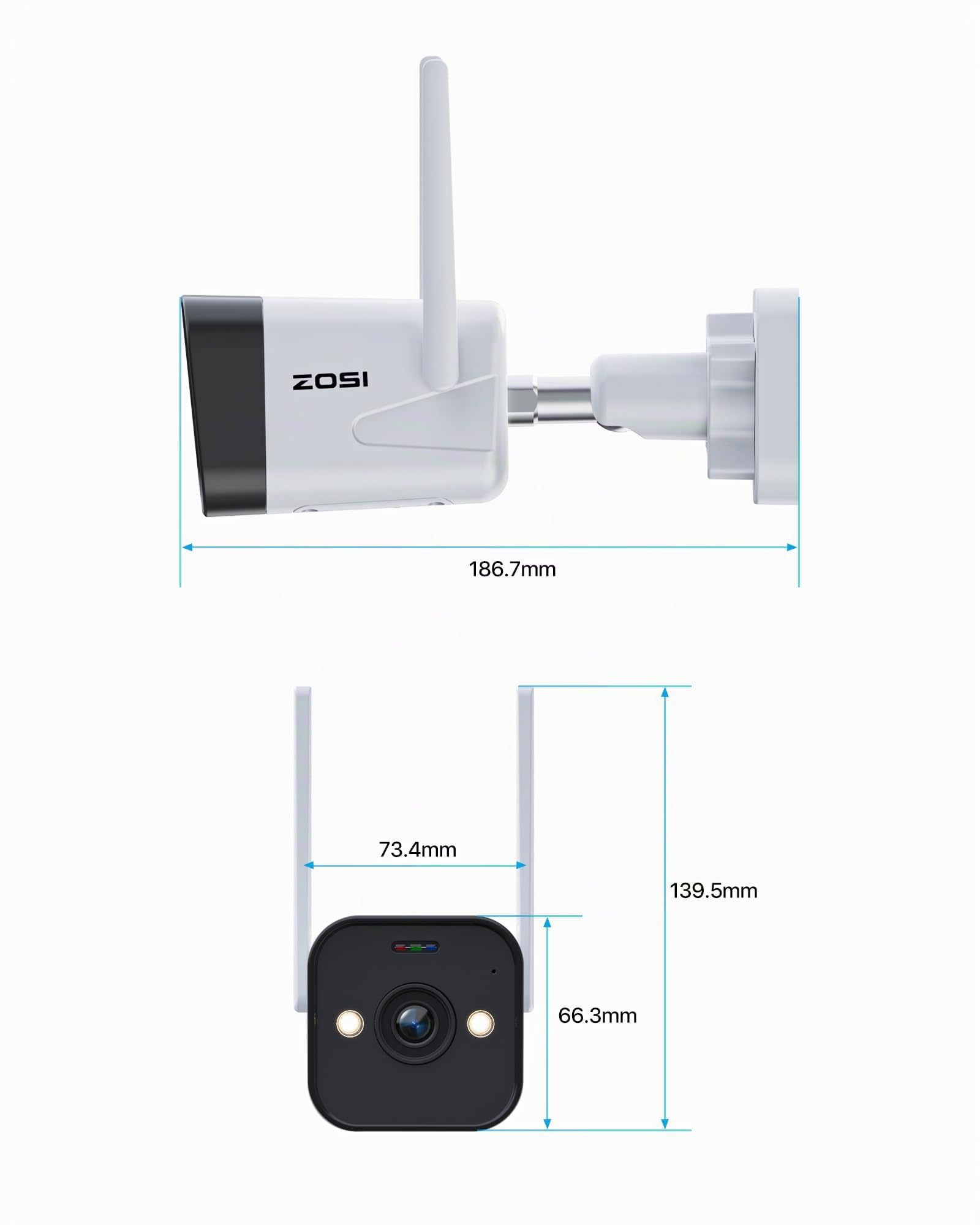 ZOSI C188 2,5K 4MP Cámara Vigilancia WiFi IP Exterior con Enchufe, Detección de Persona/Vehículo, Alarma de Sirena y Focos, Visión Nocturna en Color, Grabación en Tarjeta/Nube