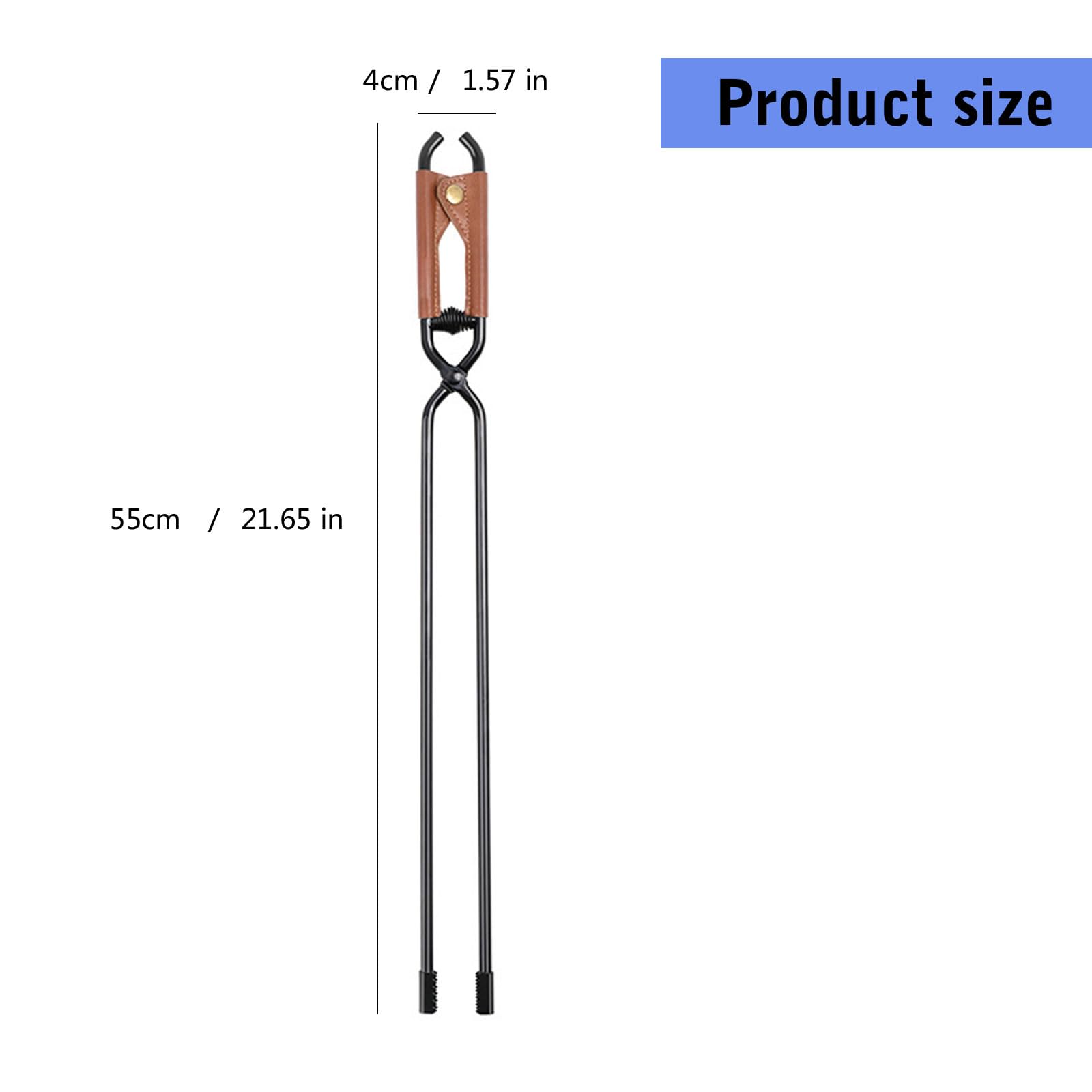 Pinzas de carbón de acero al carbono para chimeneas, recolectores de leña, herramienta de recogida de carbón, herramienta de metal para camping, barbacoa
