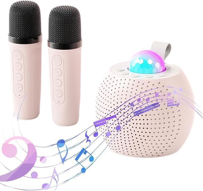 Image of DIPDEY Colorful Bluetooth Speaker with Karaoke Mic System for Home Singing Magic Ai Voice Changer Portable Mini Wireless Speaker with Mike for House Parties Birthday Gifts Events (Pink)