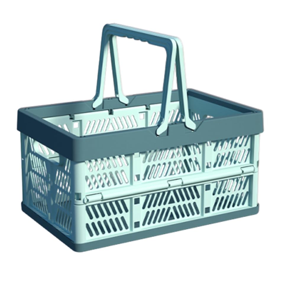 Blue Plastic Collapsible Picnic Basket Stackable Pp Crates For Home Kitchen ( L)