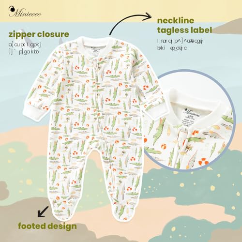 100% Cotton Infant Baby Footies 2-Pack with Snap/Zipper, 0-12 Months Soft Casual Newborn Baby Clothes2