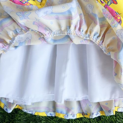 Image of Stanwells Kids Baby Girls Off-White Animal Print Cotton Rayon Knee-Length Frock | Sleeveless Summer Dress with Lion Print & Flared Back Zipper (6 Months-7 Years)