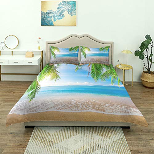Palm Tropical Ocean Sea Beach Comforter Set Queen Size Cover Comforter Set Cover All Season Soft and Comfortable Bedding… - Image 7