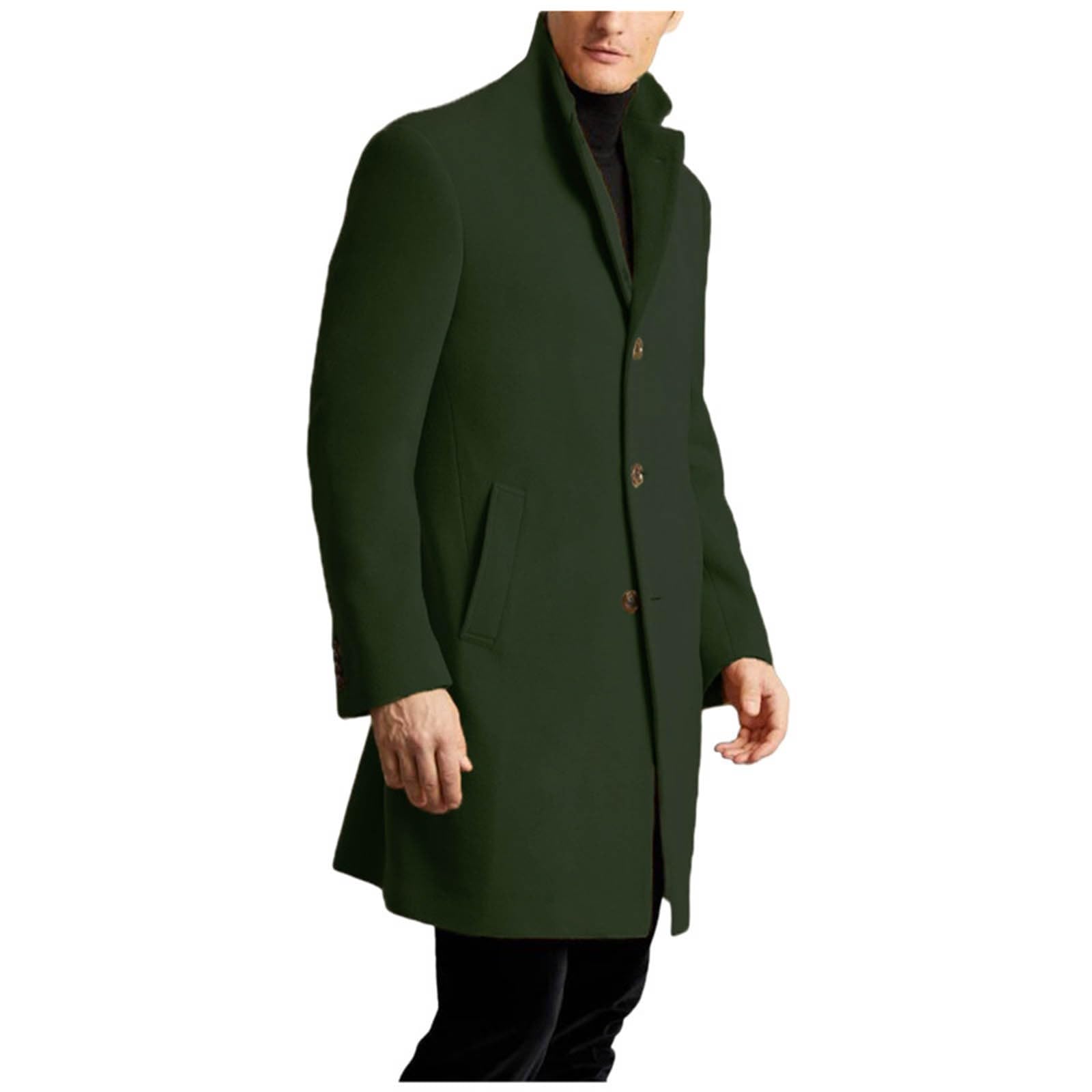 Generico Trench Lungo Uomo, Cappotto Parka Uomo Slim Fit Cappotto Manica Lunga Doppio Petto Caldo Trench Lungo a Vento Elegante Business Lungo Soprabito Mezze Stagioni Casual