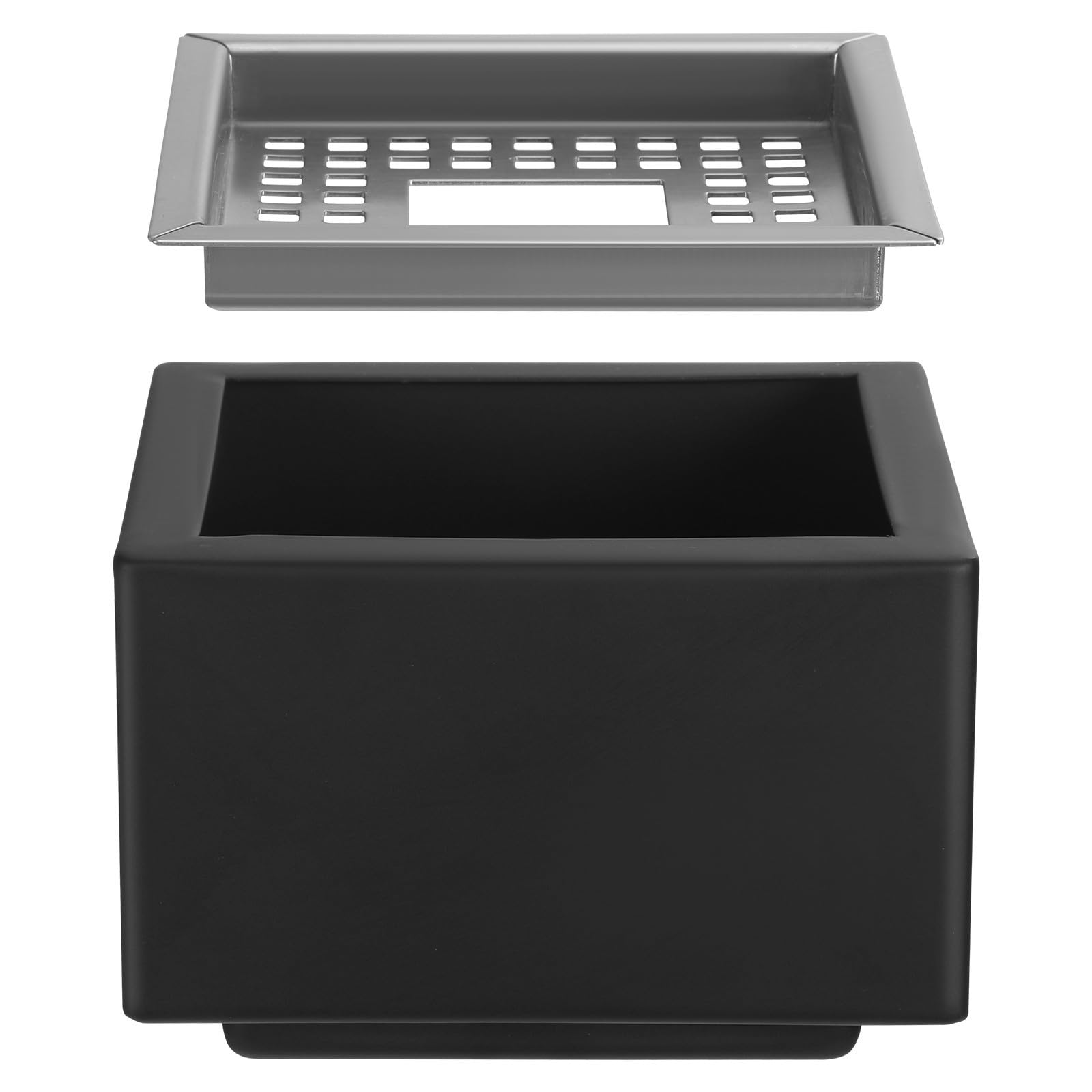 Cendrier carré en acier inoxydable noir facile à nettoyer pour salon