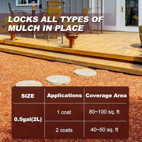 Image of Rocks Glue for Landscaping, 0.5 Gallon Mulch Glue, Fast-Drying Adhesive for Rock, Gravel & Mulch, Non-Toxic, Long-Lasting Stabilizer for Pine Straw, Pebbles & Weed Barrier, Strong Spray for Outdoor