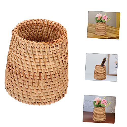 ABOOFAN 2pcs Hand Woven Rattan Pen Holder — Tiny Desk, Huge Style 6 Hand Woven Rattan Pen Holder (2pcs)