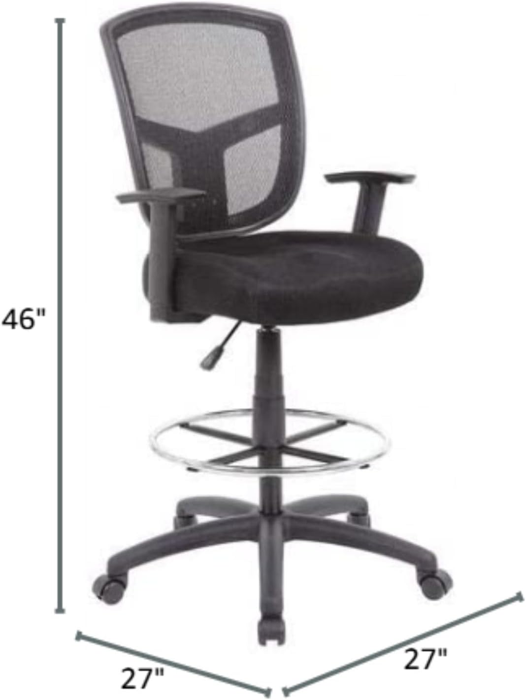 Adjustable Black Drafting Stool Ergonomic Office Seating Contemporary Swivel Height Rolling Mobility Footring Support Comfortable Task Chair Durable Upholstery Compact Workspace Solution
