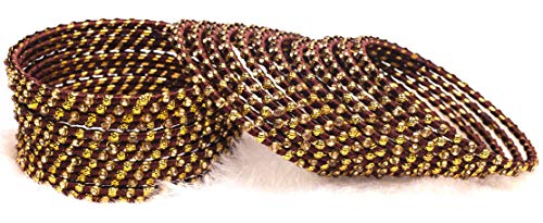 Image of Swara Creations Metal bangles /kada Set wrapped in Silk Thread & golden dots for Women & Girls (24 Pcs)