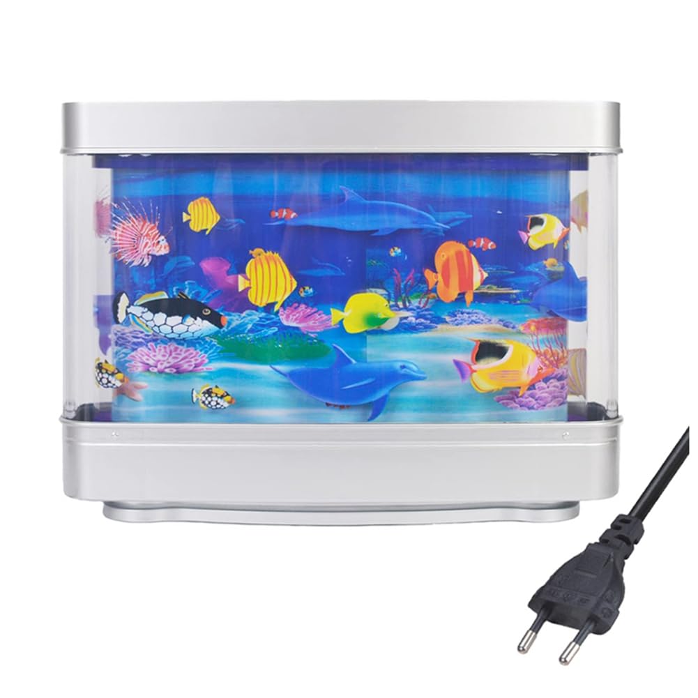 Künstliche Tropische Aquariumlampe, Aquarium-Nachtlicht, Virtueller Ozean, Dynamische LED-Tischlampe, Raumdekoration, Geschenk, Langlebig, Einfach zu Bedienen, EU-Stecker