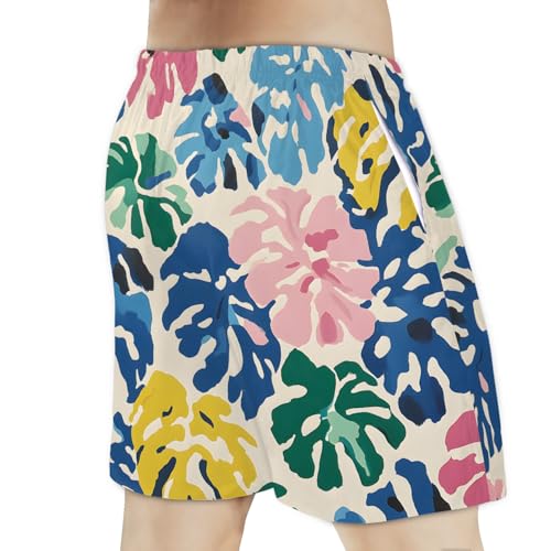 Men's Swim Trunks Size S Oil Canvas Leaves with Mesh Lining Soft Breathable Quick Dry Beach Shorts Colorful3