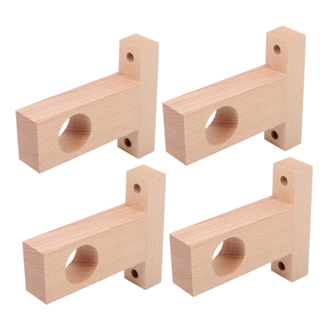 Support de tringle à rideau bois beige diamètre 3cm pour fixation murale lot de 4