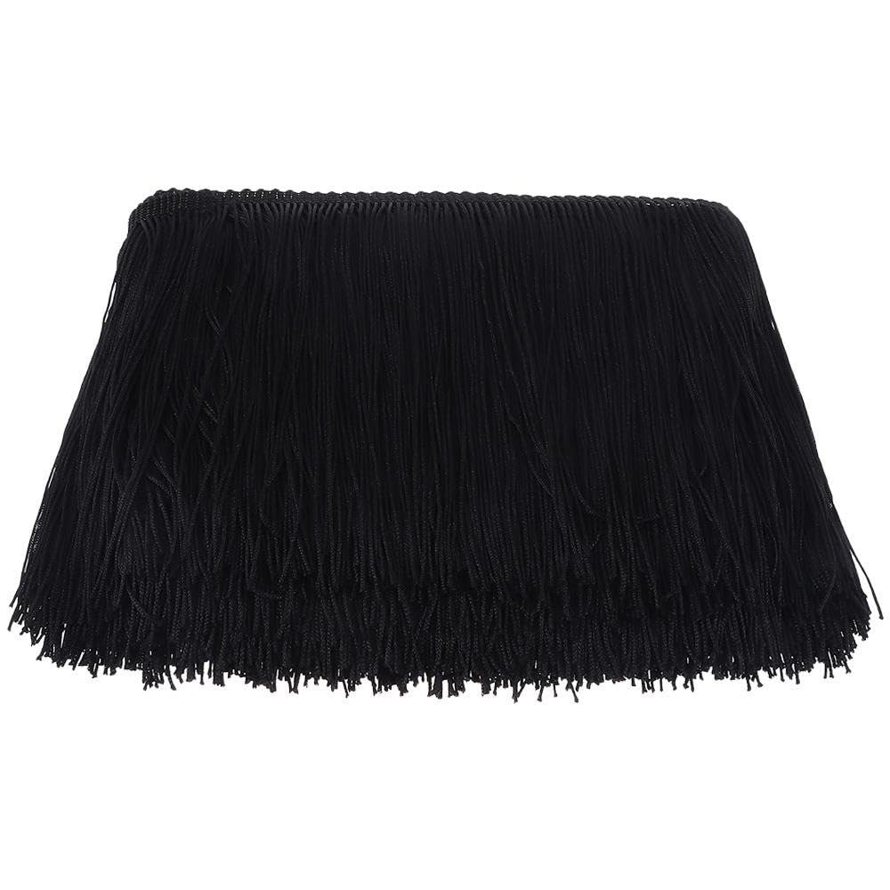 YYlingx 10 Yards 6 Inches Fringe Trim Lace Polyester Tassel Trim, Black Chainette Tassel Fringe Trimming Ribbon for DIY Decor