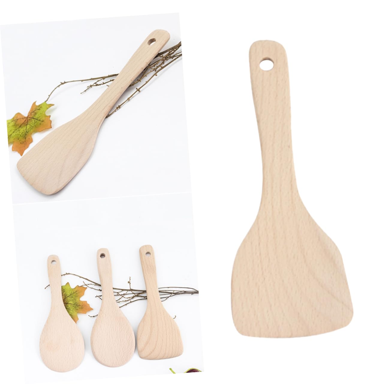 Cabilock Wooden Rice Paddle Spoon Non Stick Kitchen Rice Serving Tool for Cooking Mixing and Serving Soups Curries and Desserts Home Essential