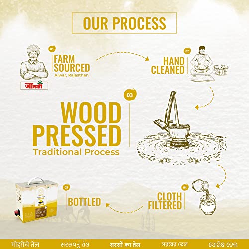 Image of Janki's Shuchi Natural Cold Pressed Mustard Oil by Janki's Shuchi | Mustard Seed Cooking Oil | Cold Pressed in Wooden Ghani /Kachi Ghani /Chekku (5L)