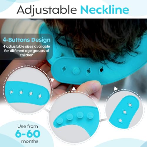 Image of A Baby Cherry - Baby Bibs | Bib for Baby | Comfortable Soft, Durable, Easy Wipe, Waterproof, Adjustable Neckline Buttons | Silicone Bib for Feeding Infants and Toddlers (6M to 5Y) Set of 1