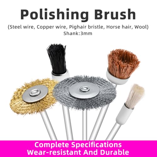 3mm Fio de Aço Latão Mini Escova Ferramenta Rotativa Para Broca Polimento Moagem Roda em Forma de Es