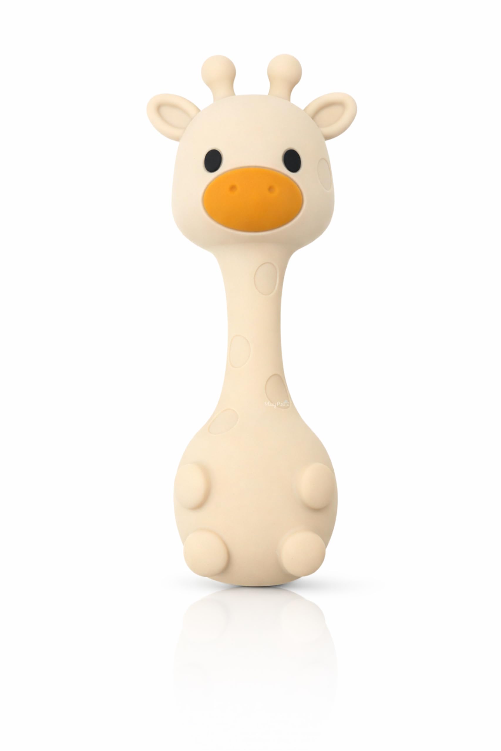 MuyPetit Jirafa Sonajero Stick y Mordedor para bebé, Libre de BPA y tóxicos, Juegos bebe 0-6 meses, Sonajero bebe 0-3 meses, Juguete Montessori facil de agarrar (Jirafa Beige)