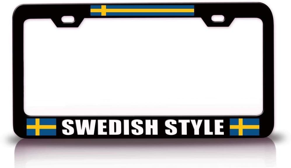 Swedish Style Country Flag Metal Car SUV Truck License Plate Frame Bl m94