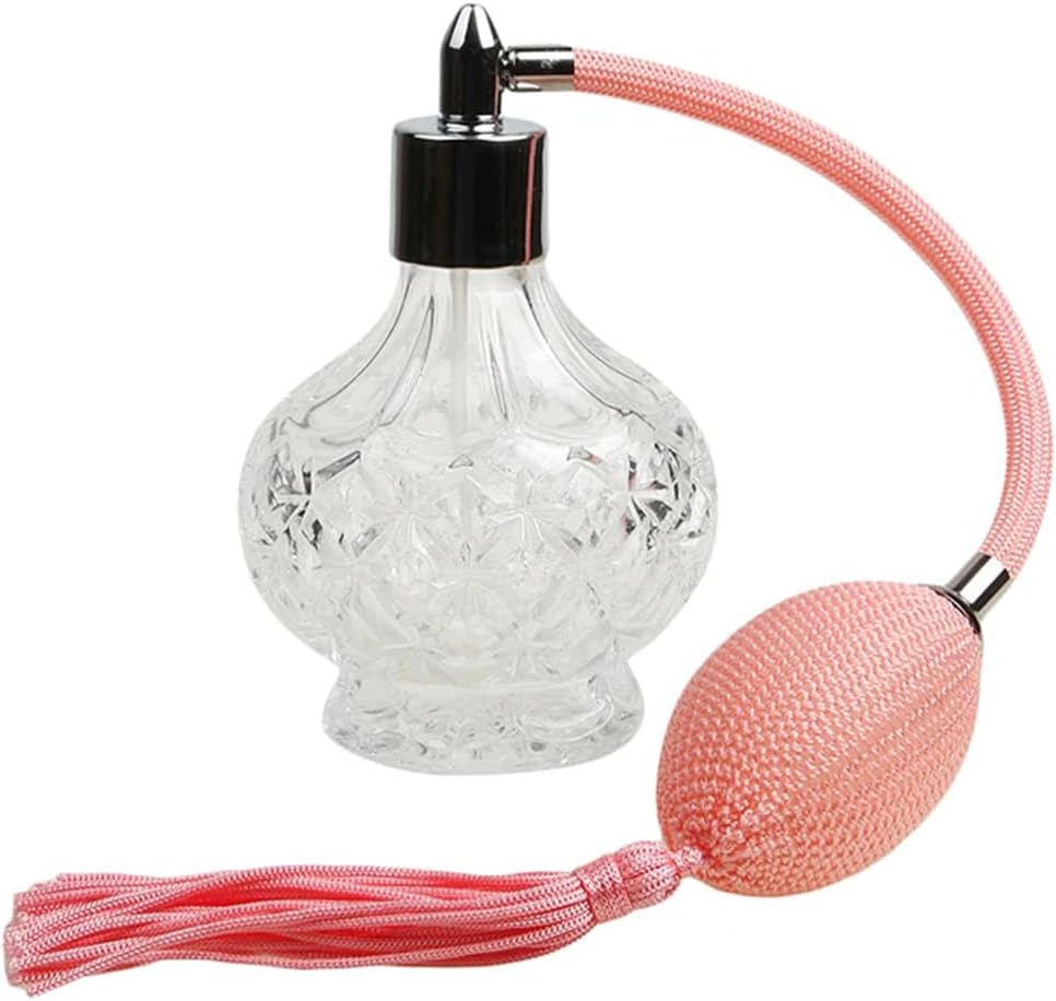 100ml Clear Crystal Vintage Style Perfume Bottle Long/Short Spray Tassels Atomizer Pump Refillable Glass Bottles Lady Makeup Tool (Long Blue) image 4