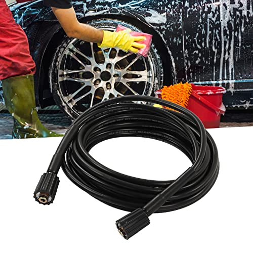 Pressure Washer Hose 29.5 FT PVC Rubber Car Wash Hose M22 2 End Black Cleaning Extension Pipe for Garden Lawn Yard(14MM Inner DM)